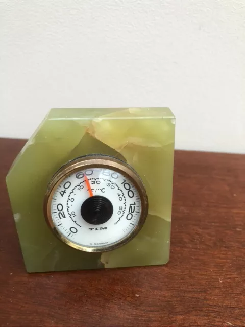 Vintage Onyx Stone Thermometer Hand Made Desk Thermometer Home