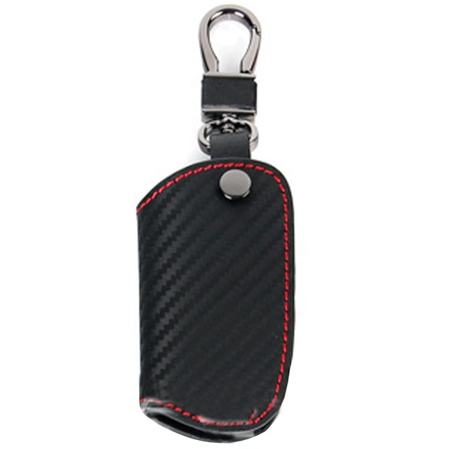 Car Black Genuine Leather Key Case Carbon Fiber Bag For BMW 1 2 3 4 5 6 Series G