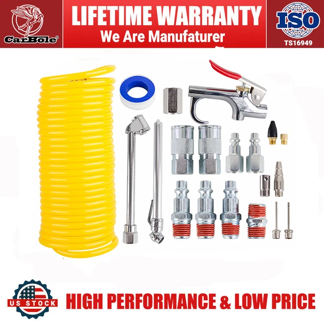 Kit de herramientas de accesorios de pistola de manguera de retroceso de 1/4" NPT 25 ft