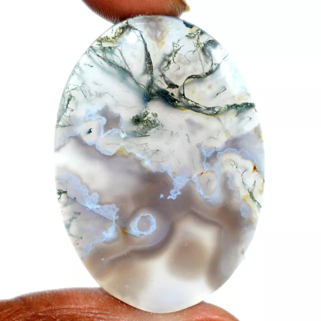 Cts. 54.50 Natural Green Tree Moss Agate Cabochon Oval Cab Loose Gemstones