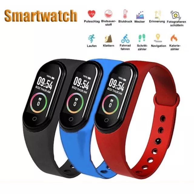 Bluetooth Smartwatch Fitnessuhr Armband Tracker Sport Schrittzähler Wasserdicht