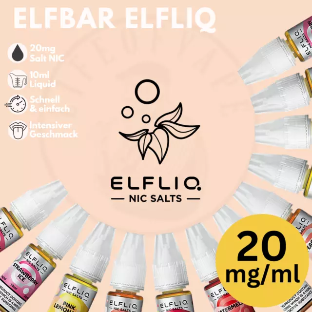 ELFBAR 600 ELFLIQ E-Liquid für E-Zigarette & Vape mit 20mg Nikotin I Nic Salt