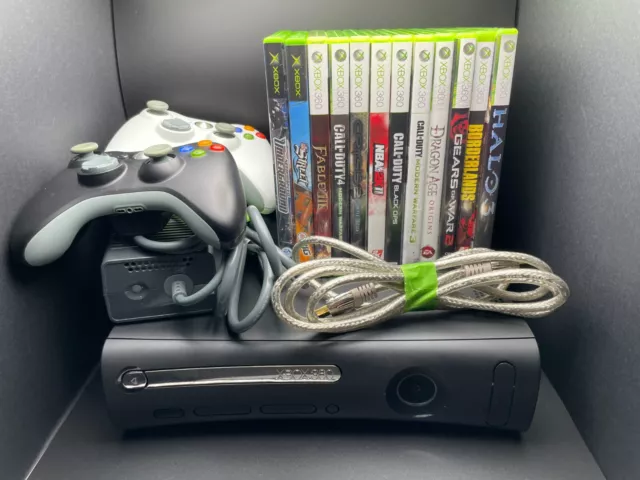 Xbox 360 Elite Black Console Bundle Controller Cable HDD 5 Video Games  Microsoft 190341986511