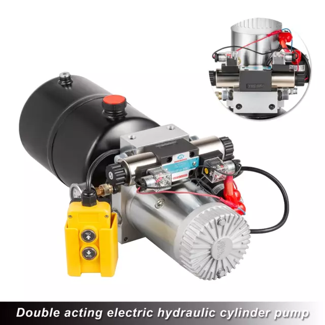 Pompe hydraulique benne 12V double effet réservoir 6L 1.6kw