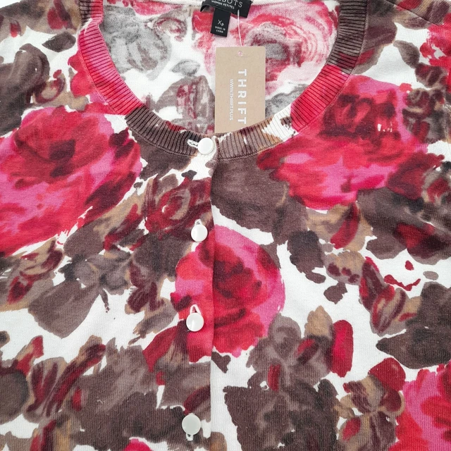 Talbots Damen Cardigan XS rot Baumwolle mit Rayon 2