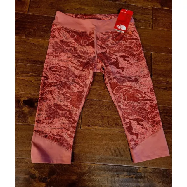 THE NORTH FACE NWT Women’s L Cropped Leggings Capris Pink/Orange Camouflage