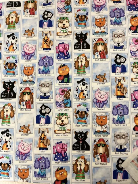 Novelty Funny Pets Cats Dogs Quilting Fabric ~ Sold By FQ ~ 45cm L x 55cm W ~ BN