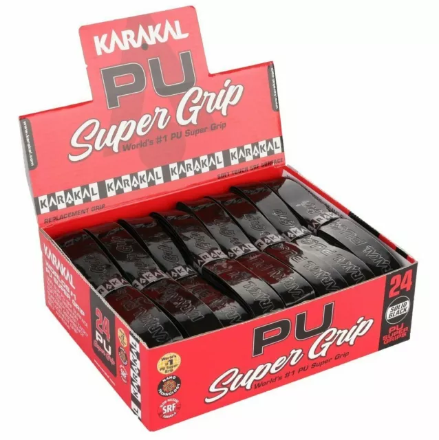 Karakal Pu Super Grip - Replacement Grip - Box Of 12 Grips - Black - Rrp £40