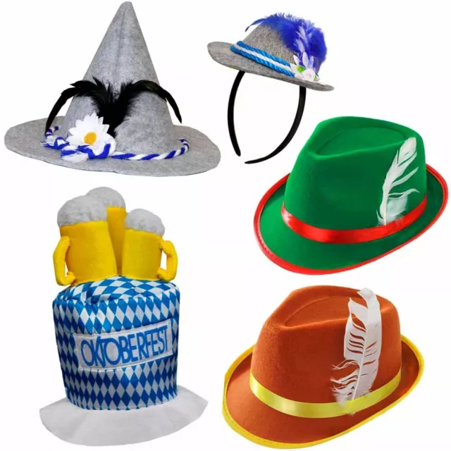 Oktoberfest Hat Bavarian Beer Festival Fancy Dress Ladies Mens Adult Choose Lot