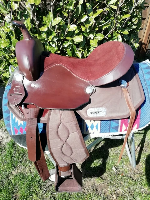Selle Western Premium - Plaisir/Showman - 16 Pouces - Cuir Brun - Fabriquée En Inde