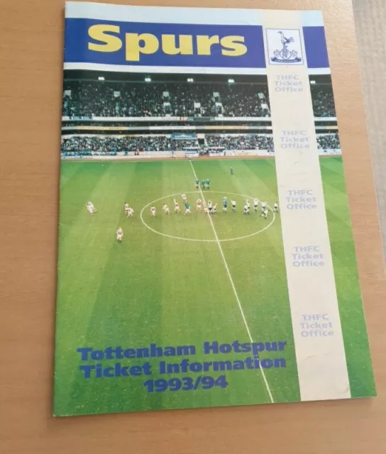 1993/1994 Tottenham Hotspur: Ticket Information Booklet THFC Football U.K.