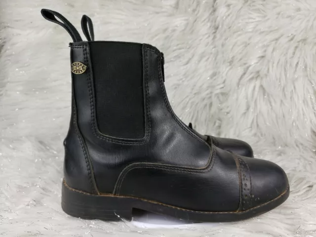 Equistar Black Synthetic Leather Front Zip Riding Paddock Boots Youth Size 4C