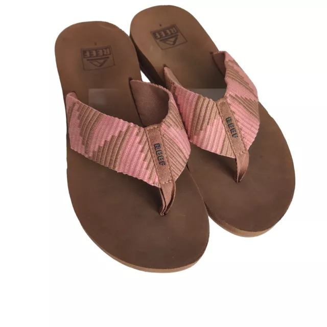 Reef Spring Woven Womens Sandals Flip Flops Thongs Size 6 Pink Brown