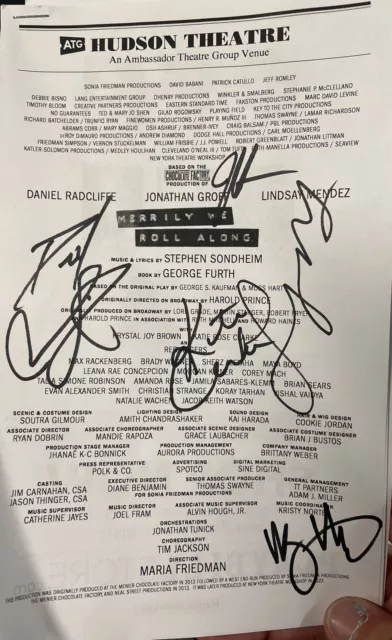 PROOF Merrily We RollAlong Daniel Radcliffe Signed Broadway 1st Preview Playbill