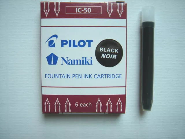 6 x PILOT Namiki Fountain Pen Ink Cartridge Refills, IC-50, BLACK