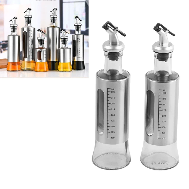2 botellas dispensadoras de aceite 300 ml diseño a escala espesa botella de condimento visual QT