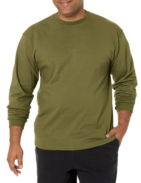 Soffe Mens Midweight Cotton Long Sleeve Tee T Shirt, Olive Drab Green, Small Us