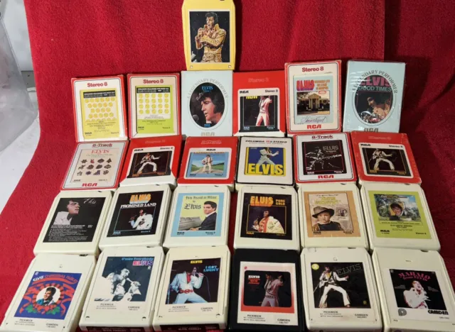 Elvis Presley Lot of 24 Eight 8 Track Tapes  RCA Titles & More 18 with new pads