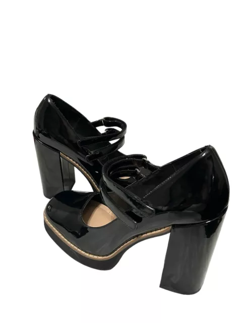 Steve Madden Black Twice Mary Jane Patent Leather Block Heel Platform Size 10M