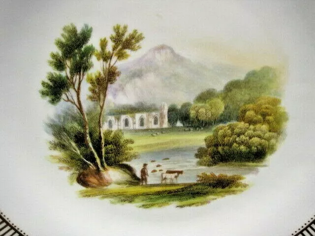 Antique 19th Century Porcelain Plate BOLTON ABBEY, Yorkshire. Hand-painted