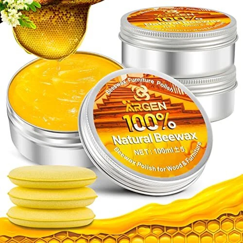 3PCS Beeswax Furniture Polish - Wood Seasoning Beeswax for Floor Tables Chairs