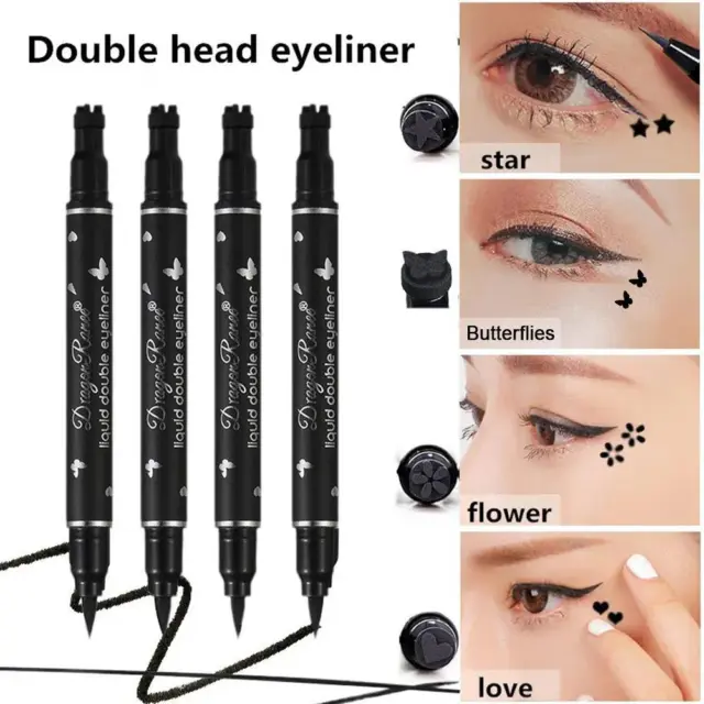 Double head Eyeliner Stamp Waterproof Long Lasting Liquid Eye Pen Makeup Tool AU