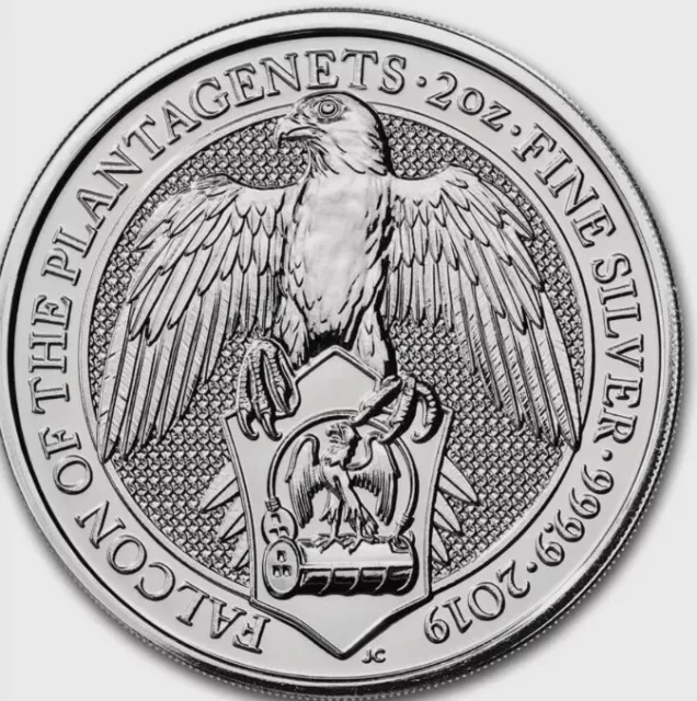 2019 2 Oz .9999 Silver BU - Queens Beast - Falcon of the Plantagenets