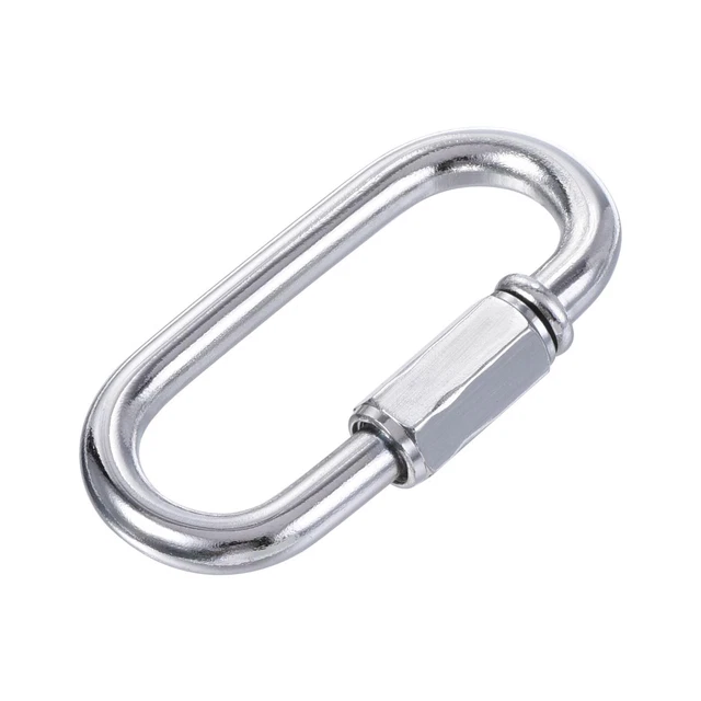 Cadena Conector, 5mm Enlace Tornillo Bloqueo Ovalado Clips Plateado Tono 6pzs