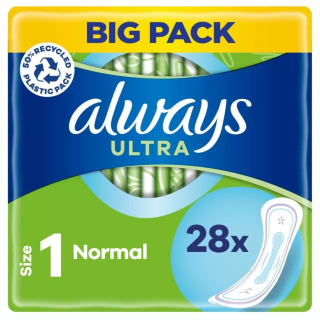 Always Ultra Normal (Größe 1) Bindetücher Packung mit 28 Pads