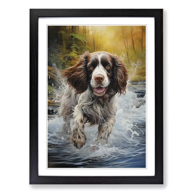 English Springer Spaniel Tachisme Wall Art Print Framed Canvas Picture Poster