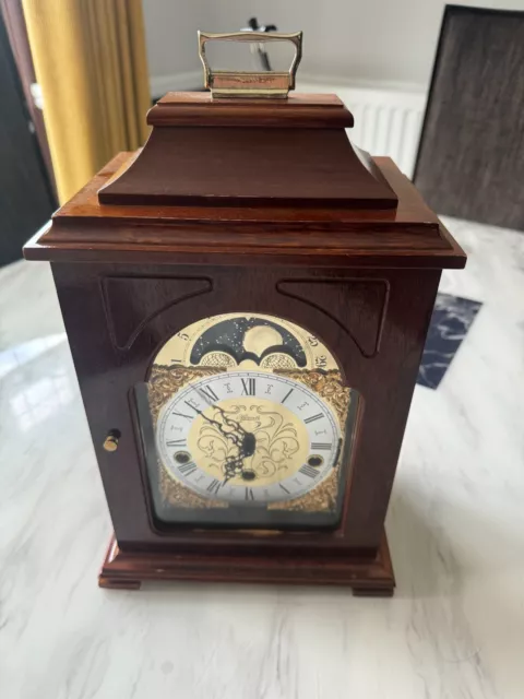 Franz Hermle 2 Jewel Chime Moon Mantle Clock Germany 1050-020 - fully working