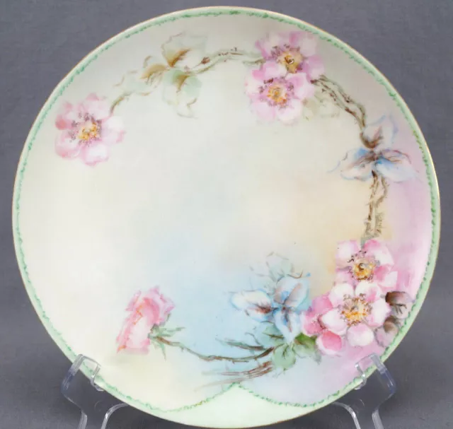 Haviland Limoges Hand Painted Signed Pink Wild Rose 8 3/4 Inch Plate 1893-1930