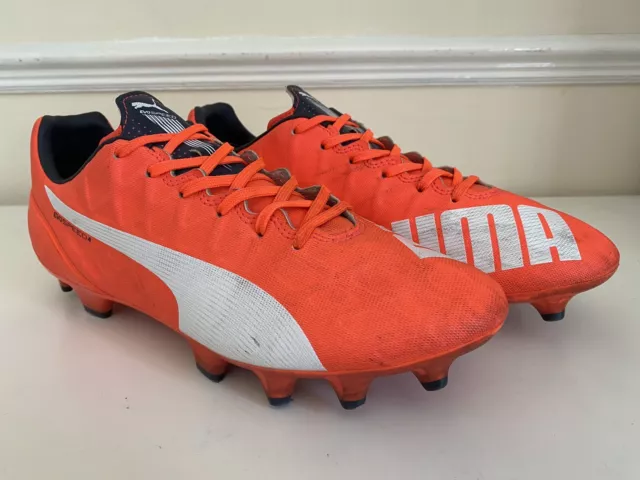 Men’s Puma Evo Speed 4 FG Football Boots Orange White Size UK 8