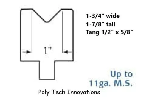 1" x 48" Long, Vee, 90 Degree, Polyurethane Press Brake Die, 75 D Durometer