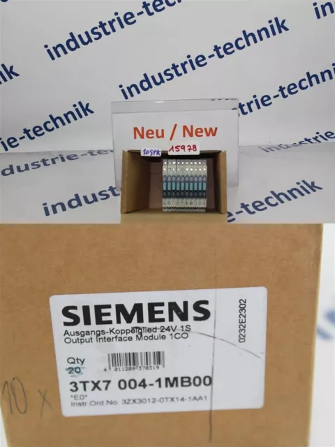 SIEMENS 3TX7004-1MB00 AUSGANGS-KOPPELGLIED Interface Module 3TX7 004-1MB00  EUR 27,23 PicClick FR