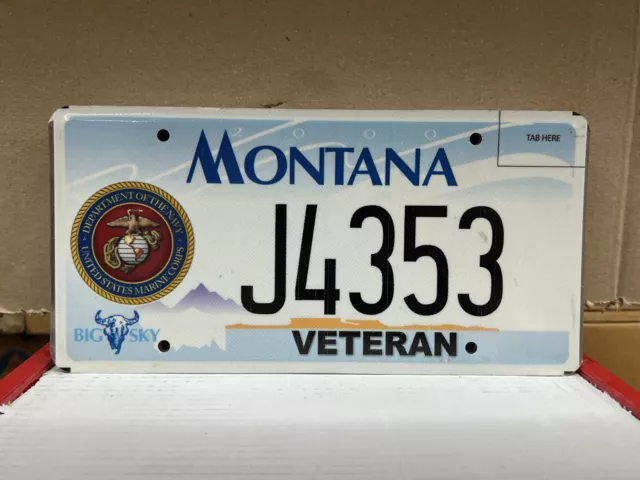 2000 Reissue United States Marine Corps Veteran Montana License Plate