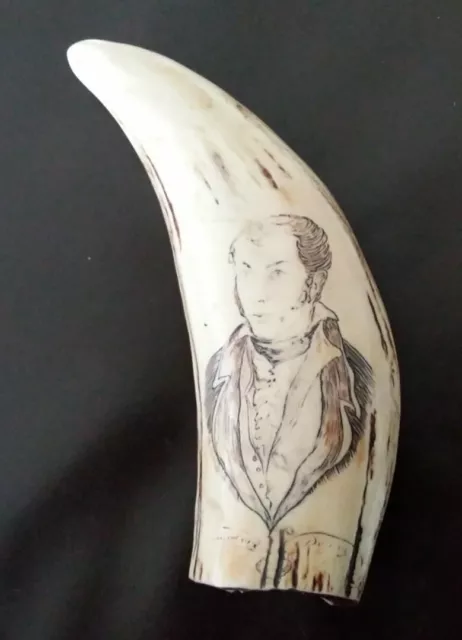Scrimshaw Sperm Whale Tooth Resin Reproduction - Commodore Perry  1813