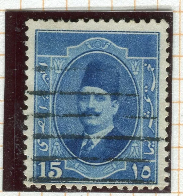 EGYPT; 1923 early King Faud portrait issue fine used 15m. value