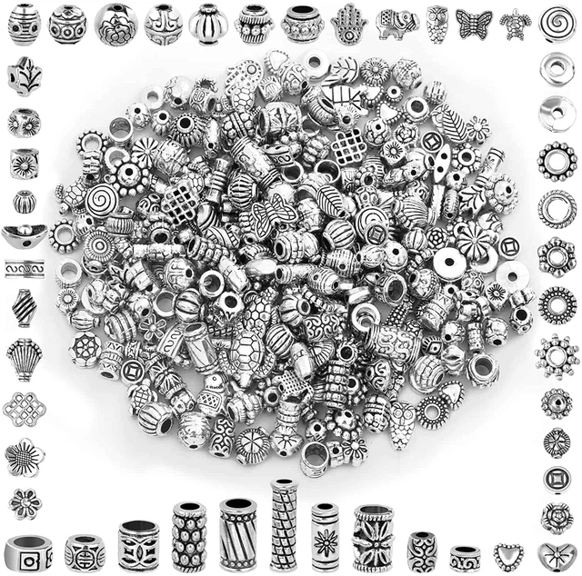 350 Pcs Silver Spacer Beads for Jewelry Making, Mixed Jewelry Spacer Beads Bulk