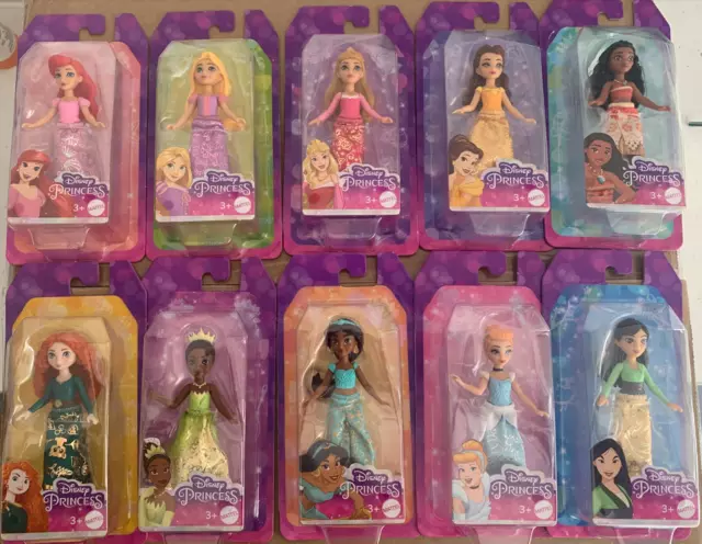 MATTEL DISNEY PRINCESS  MINIATURE DOLLS 9cm FIGURE'S 10 CHOICES.