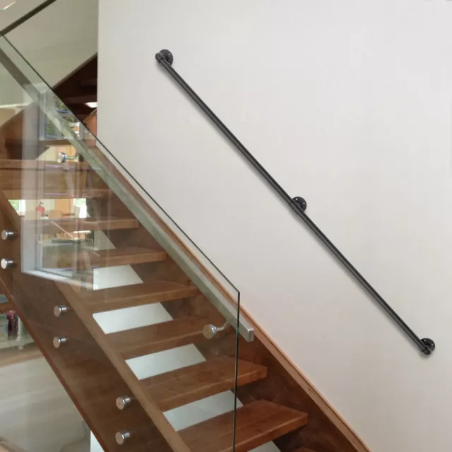 Pasillo de mano moderno 6,6 ft pasamanos montado en pared barandilla de escalera para interior/exterior