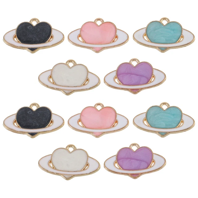 50 pcs Herz Emaille Anhänger Legierung Universum Charme Keychain Ornamente