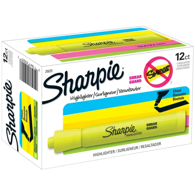 Sharpie Tank Highlighters | Chisel Tip Yellow Highlighter Pens, 12 Count