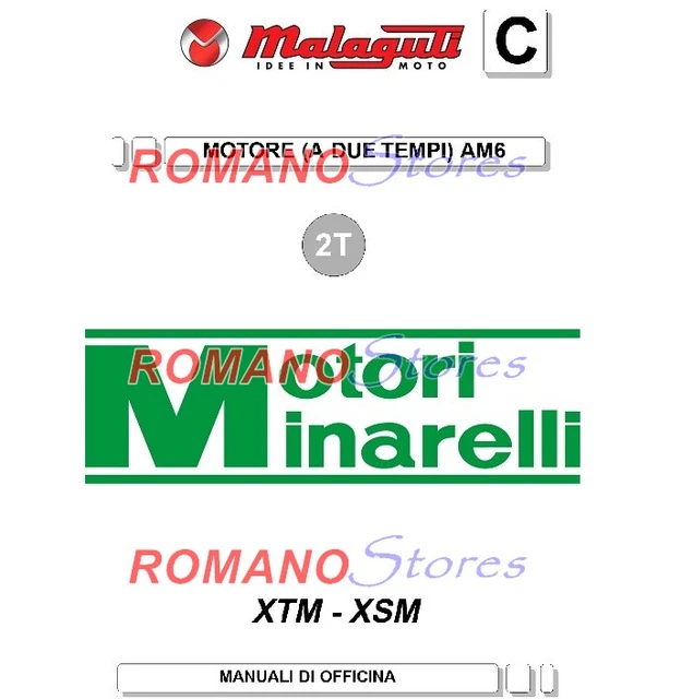 MANUALE OFFICINA + ESPLOSO RICAMBI MALAGUTI XSM/XTM MINARELLI AM6 E2 "35 Pagine"