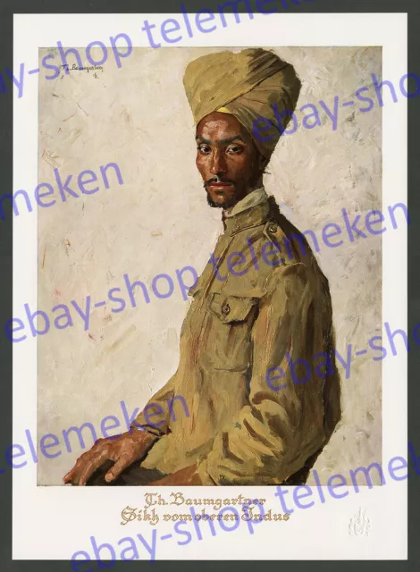 Thomas Baumgartner Kriegsmalerei Kolonialsöldner Sikh Indien Panjab Turban 1916!