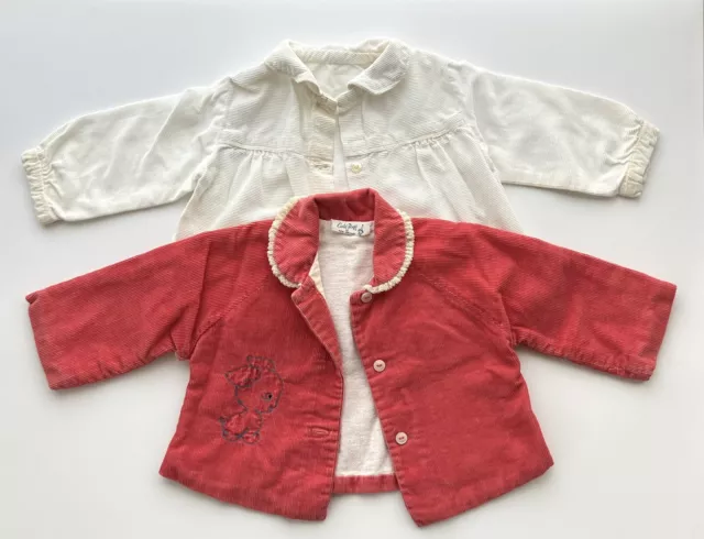 Vintage 50's 60's Baby Corduroy Jacket Tops Cute-Togs Dog Embroidered Lot Of 2