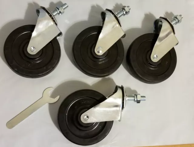 Set of 4 Rubber Caster Swivel 4 inch x 3/4 Inch New