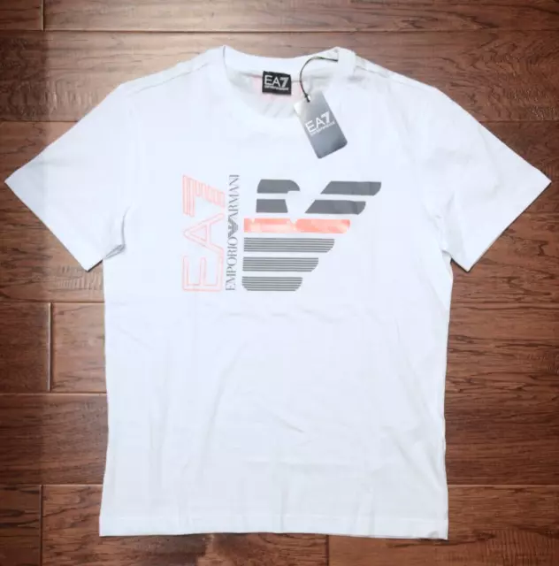 Emporio Armani EA7 $125 Men's Signature Crew Neck White Cotton T-Shirt Tee M