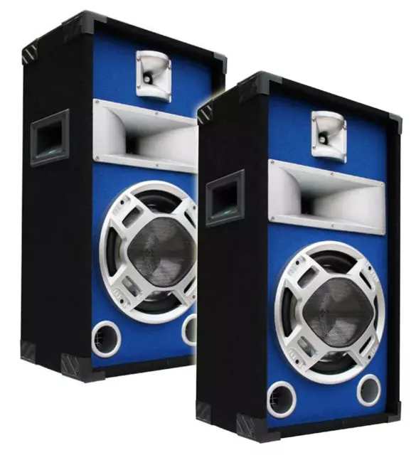 E-Lektron SPL25 Paar 400W DJ PA 3-Wege Blue-LED Lautsprecher Disco Party Boxen