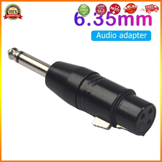 3Pin XLR Female to 1/4 inch 6.35mm Male Plug Mono Microphone Adapter Connector #